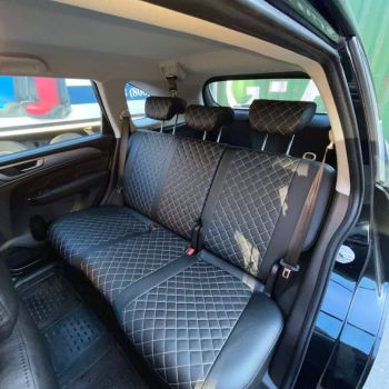 Авточехлы Автопилот Черный Ромб (Белая Строчка)